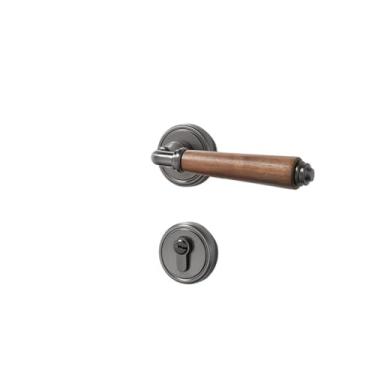 Imagem de Fechadura interna de nogueira, porta de quarto, fechadura dividida para uso doméstico, maçaneta silenciosa interna