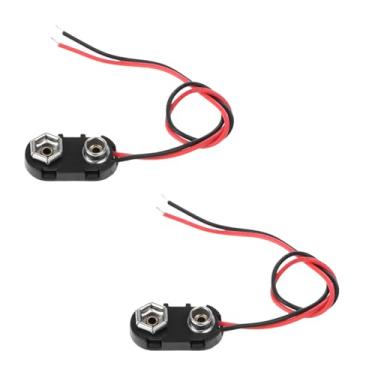 Imagem de 2 peças conector de clipe de bateria PP3 9V preto vermelho I fios estanhados 150 mm, interruptores de tomada elétrica tomadas e acessórios