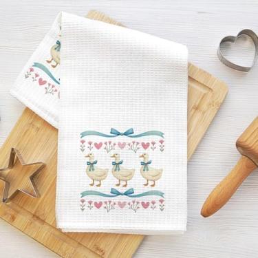 Imagem de Toalhas de cozinha de ganso Blue Bow, panos de prato de microfibra de flores para secar pratos, panos de cozinha macios absorventes para pratos, toalha de mão para banheiro, sala de estar, presentes