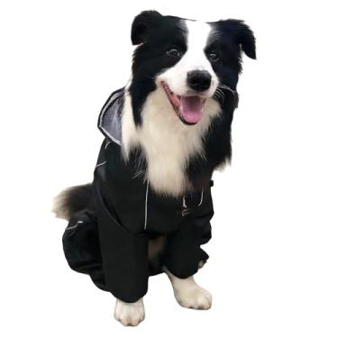 Imagem de Capa de chuva para cães com capuz, poncho de corpo inteiro impermeável para caminhadas ao ar livre, jaqueta ajustável para clima chuvoso