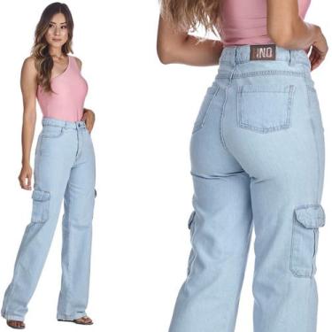 Imagem de Calça Jeans HNO Wide Leg Cargo Hot Pants Azul Claro - HNO Jeans, 38