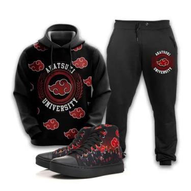 Imagem de Kit Conjunto De Moletom Naruto Anime Blusa Mais Calça E Tênis - Exo, E