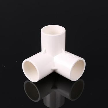 Imagem de Encaixe de tubo de PVC de 3 vias de 2,54 cm, encaixe de saída lateral de canto de cotovelo de PVC em branco, conectores de tubo de grau de móveis SCH40 - Serve para tubos de cloreto de polivinila de