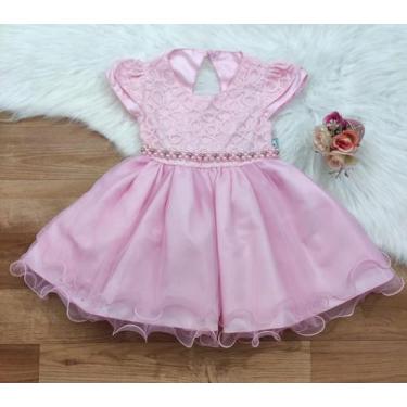 Imagem de Vestido de Festa Infantil Rosa Princesa Luxo - Xuxuzinhos Baby, Rosa, 
