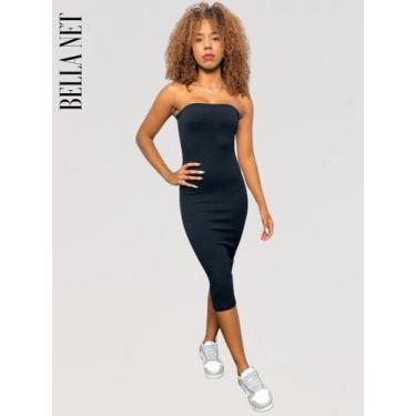 Imagem de Vestido midi sem alça luxo tubinho tecido premium Verde - Criss, G, Pr