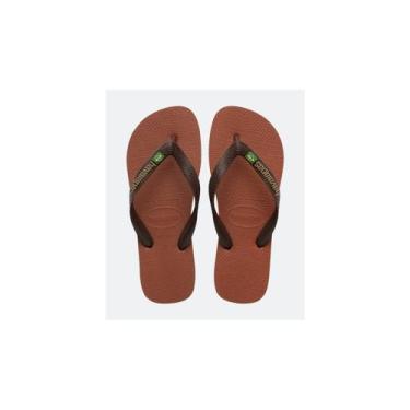 Imagem de Chinelo Logo Bandeira do Brasil Havaianas 022330 Cor:MarromTamanho:40,