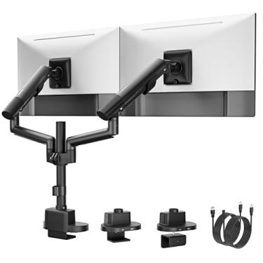 Imagem de monTEK Suporte de mesa para monitor duplo com USB A/C para 43.2 cm-101.6 cm