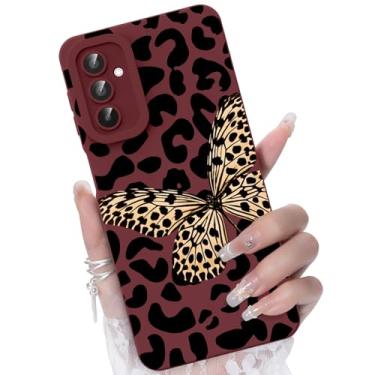 Imagem de CASBST Capa para celular Samsung Galaxy A16 5G, design de estampa de flores da moda, capa de silicone líquido, fina, à prova de choque e resistente a arranhões para Samsung A16 - borboleta leopardo