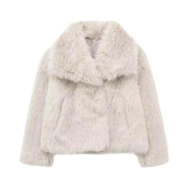 Imagem de Casaco Feminino Vintage de Pele Sintética - Manga Comprida e Quente pa