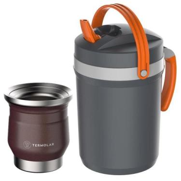Imagem de Cuia Térmica Bronze 250ml Tereré Jarra 2,5L Cinza Suco Água - Termolar