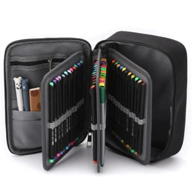 Imagem de Estojo Escolar de Poliéster com Repartições, Grande Capacidade, Zíper Fechado, Durável, Unissex, 22cm x 16,5cm x 7cm