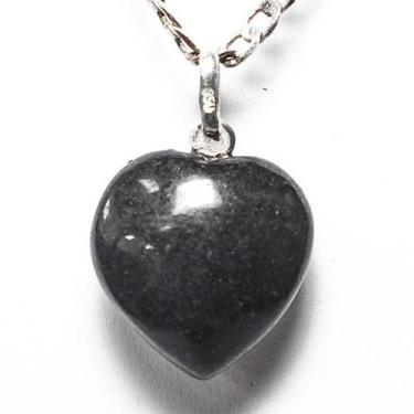 Imagem de Colar Mini Coração Quartzo Preto 15mm Natural Prata 950 - CristaisdeCu