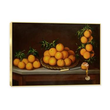 Imagem de NHLDZYH Moldura dourada. Arte de parede vintage - natureza morta com frutas - quadro de tela de estilo clássico - pintura de natureza morta com moldura decorativa. B30. 50x70cm