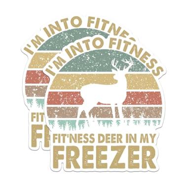 Imagem de (Pacote com 2) Ímãs divertidos de fitness - Ímãs de caça ao congelador de veados - Ímãs de humor retrô - 12,7 cm no lado mais longo - para geladeiras, caixas de ferramentas, carros - Feito nos EUA