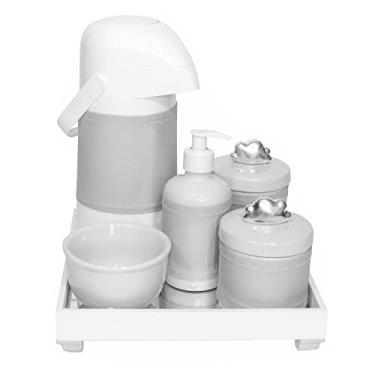 Imagem de Kit Higiene Térmica Pote Porcelana Nuvem Prata Prateado Bebê