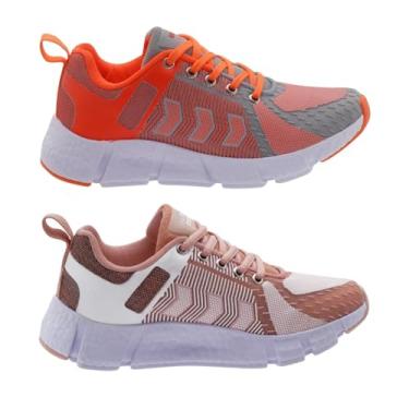 Imagem de Kit 2 Tênis Feminino Esportivo Max Leve e Confortável para Caminhada e Academia (Laranja + Nude, BR, Adulto, Numérico, 37)