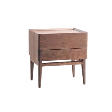 Imagem de KEG801302 Mesa de cabeceira armário de armazenamento de madeira maciça com gavetas na cor marrom, elegante mesa de cabeceira pequeno armário para sala de estar, quarto, estudo, livros, lâmpadas, etc