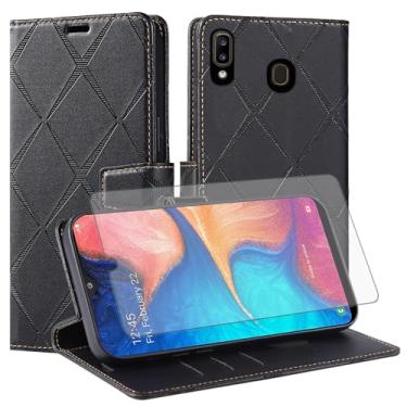 Imagem de Asuwish Capa de telefone para Samsung Galaxy A20 A30 capa carteira com protetor de tela de vidro temperado PU couro sintético flip porta-cartão de crédito slot suporte robusto celular M10s A 30 20A SM