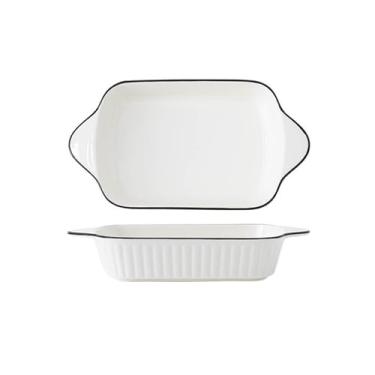 Imagem de Caçarola Prato de cozimento criativo escandinavo doméstico cerâmica retangular tigela de salada cozinha utensílios de mesa cozinha