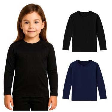 Imagem de Kit 2 Camisetas Manga Longa Infantil Menina Proteção Solar-Feminino