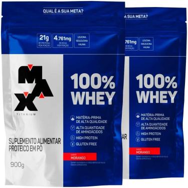 Imagem de Combo 2x 100% Whey Protein 900g - Max Titanium Sabor Morango-Unissex