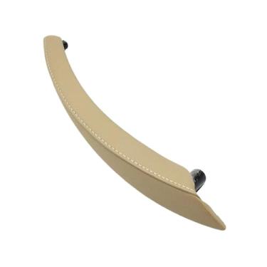 Imagem de Maçaneta interna esquerda/direita da porta do passageiro, substituição da tampa externa de couro compatível com BMW X5 X6 E70 E71 E72 2007 2008 2009 2010 2011 2012 2013 2014(Beige-Right)