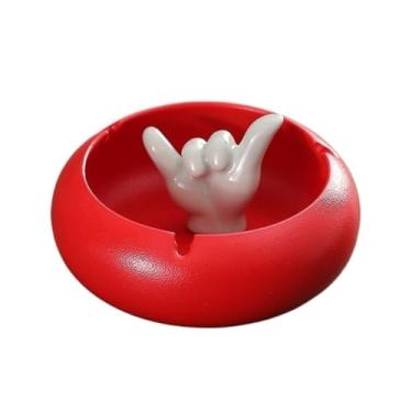 Imagem de Cinzeiro redondo moderno material cerâmico preto forma adorável para hotel sala de estar mesa decoração de casa (vermelho)