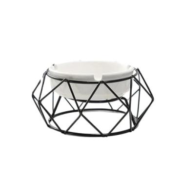 Imagem de Cinzeiro moderno com prateleiras decorações geométricas para sala de estar, escritório, cinzeiro de cerâmica, decoração de casa (preto)