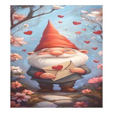 Imagem de Qilmy Capa de ímã de máquina de lavar louça de gnomo fofo dia dos namorados 58 x 66 cm capas decorativas de geladeira para porta frontal adesivo de folha magnética máquina de lavar louça painel