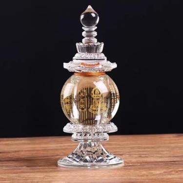 Imagem de FENNYYAR Enfeite de mesa de cristal Stupa of Relics, 21 cm, 21 cm, grande compaixão mantra Stupa Bodhi Tower