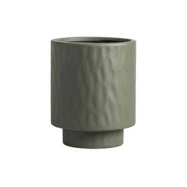 Imagem de KHUTRW3D Vaso de mesa de cerâmica verde, com orifícios de drenagem, vaso de plantas com textura de colisão, para decorar varanda, sala de estar, quarto, cozinha, jardim (3 tamanhos) para ambientes