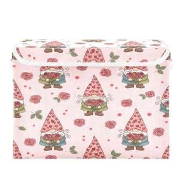 Imagem de STAYTOP Cestos de armazenamento fofos de gnomo para o Dia dos Namorados com tampas e alça de transporte, caixas de armazenamento dobráveis organizadores de recipientes para casa, quarto, armário