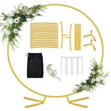 Imagem de Suporte de arco de balão Antizz 2,2 m de metal dourado redondo