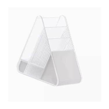 Imagem de Suporte de caneta inclinado Recipiente de caneta de mesa inclinado, organizador de mesa de plástico multifuncional que economiza espaço para escritório, dormitório escolar, papelaria