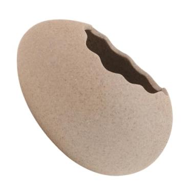 Imagem de Cabilock Tigela de cerâmica em forma de casca de ovo suporte de lanche para sobremesa vaso hidropônico para plantas decoração interna 6 cm