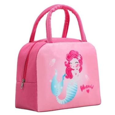 Imagem de Bolsa Térmica Marmita Lancheira Sacola Em Poliéster Com Ziper De Segurança Impermeável 7 Litros Cinza, Preta, Rosa, Azul e Vermelha Trabalho Academia Escola Passeio PREMIUM SYANG (Sereia)