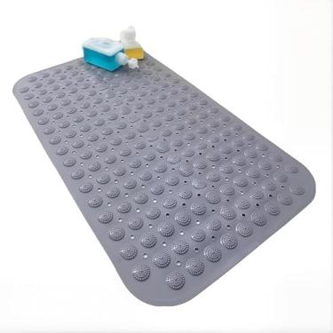 Imagem de Tapetes Para Box Retangular Massagem Pés Relaxante Banheiro Antiderrapante Com Ventosa(Cinza 539)