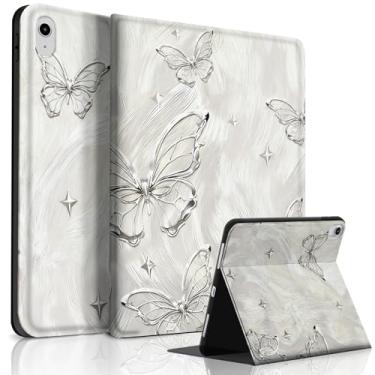 Imagem de Lyforaz Capa para iPad 11th (A16) 11 polegadas 2025/10ª geração 11,9 polegadas 2022, borboleta fofa chique elegante adorável design estética capa protetora com suporte para lápis, antichoque, prata