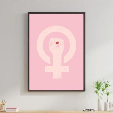 Imagem de Quadro Feminismo 45X34Cm Com Vidro Moldura Preta