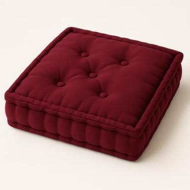 Imagem de Almofada Futon Turca 50x50x12cm - Tecido Oxford Durável para Bancos e Paletes de Madeira, Confortável e Decorativa, Versátil para Casa e Jardim (Vinho)