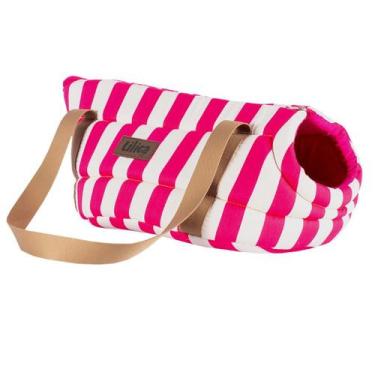 Imagem de Bolsa transporte aberta para pet Estilo listras - Lilica Pet, Pink, G