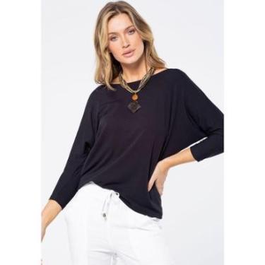 Imagem de Blusa Morcego Ampla Manga 3/4 Preta - G - Veste do 44 ao 46-Feminino