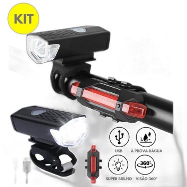 Imagem de Farol Para Bike + Lanterna Pisca Traseira Recarregável Usb