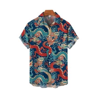 Imagem de Camisa Masculina De Linho Havaiano Com Estampa 3D De Abelha, Solta, Ca
