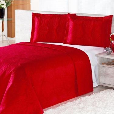 Imagem de Cobre Leito Pratic Rosas Queen 3 Pecas - Vermelho