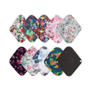 Imagem de Absorventes De Pano Reutilizáveis De Fibra De Bambu Impermeáveis 10un.