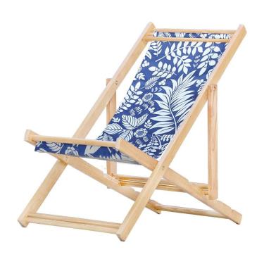 Imagem de Cadeira Espreguiçadeira Preguiçosa Dobrável S-b-folhas Brancas