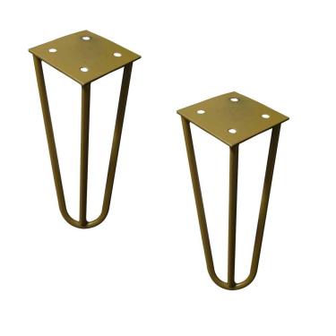 Imagem de Kit 2 Pés de Metal 15 CM Hairpin Legs Mesas de Centro Puffs Dourado