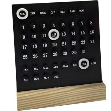 Imagem de Calendário de Madeira Permanente Mesa Decorativa para Home Office Escr