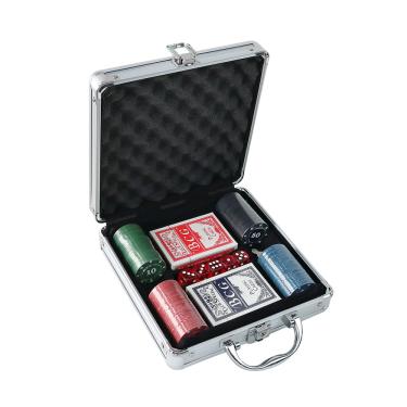 Imagem de Jogo De Poker Com Maleta 100 Fichas Numeradas 2 Baralhos